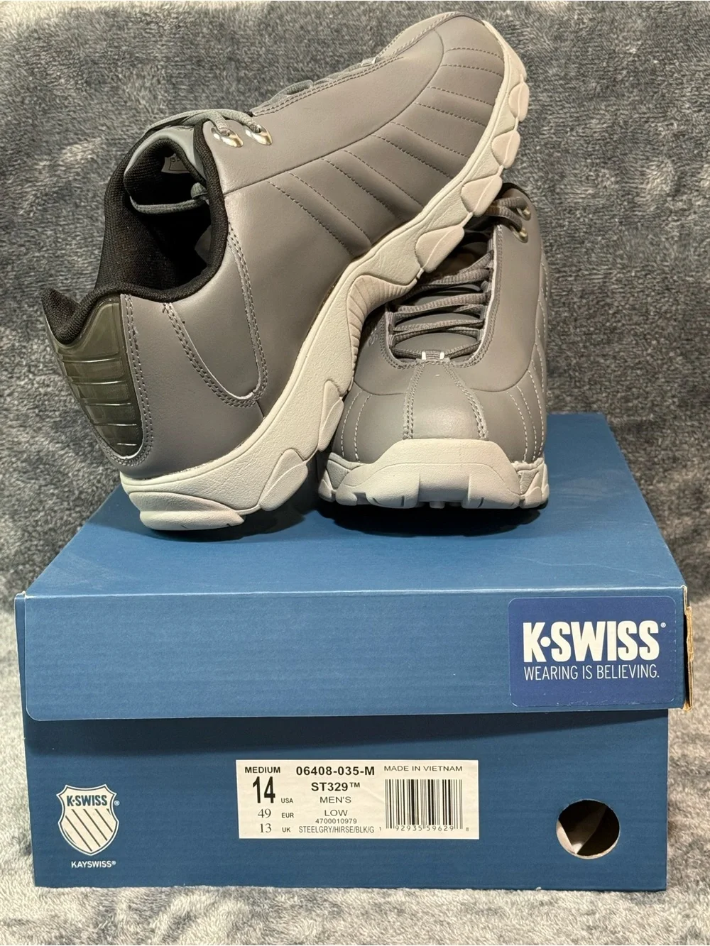 K-Swiss Men's ST329 Sneaker Steel Grey/Hirse/Black Size 14
